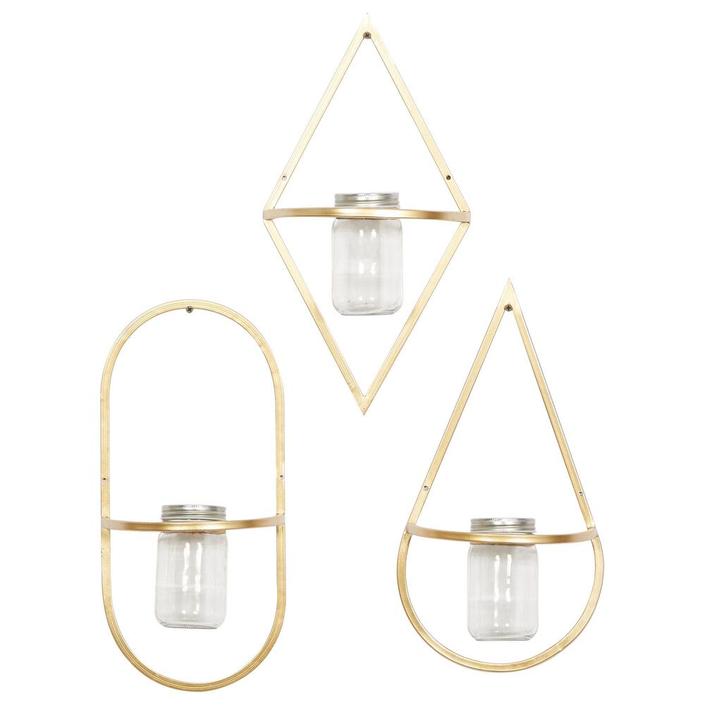 Maple and Jade Assorted Metal Wall Decor in Gold (Set of 3), , large