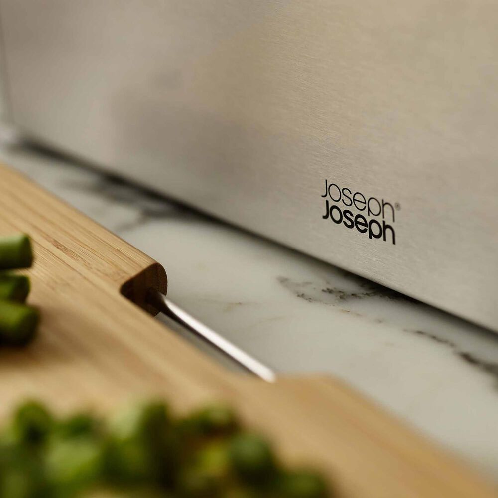 Joseph Joseph Folio 3-Piece 14.2&quot; x 10.2&quot; Steel Chopping Board Set in Bamboo and Stainless Steel, , large