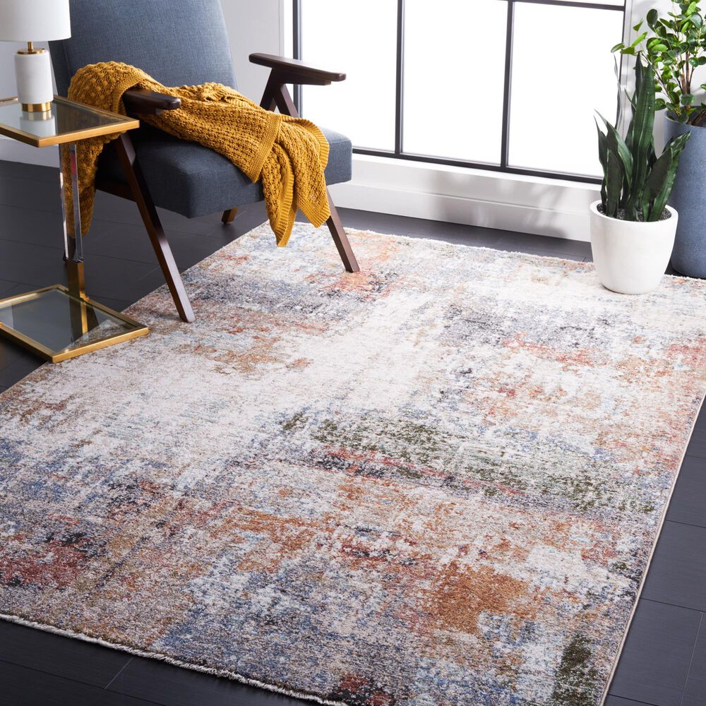 Safavieh Jasmine JSM334A 5&#39;3&quot; x 7&#39;7&quot; Ivory and Blue Area Rug, , large