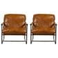 Kuka Home Leather Accent Chair in Derrick Camel (Set of 2), , large