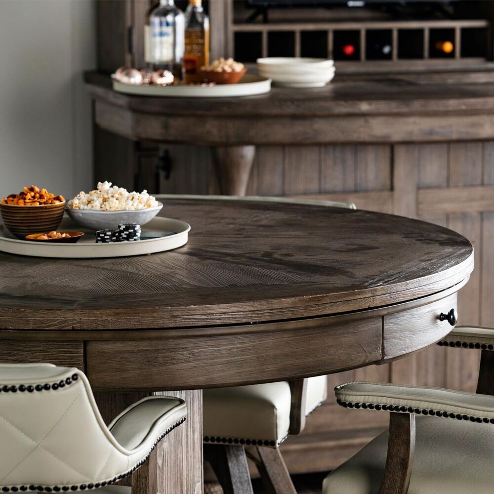 Radius PGA 5-Piece Round Game Table Set in Rustic Washed Grey, , large