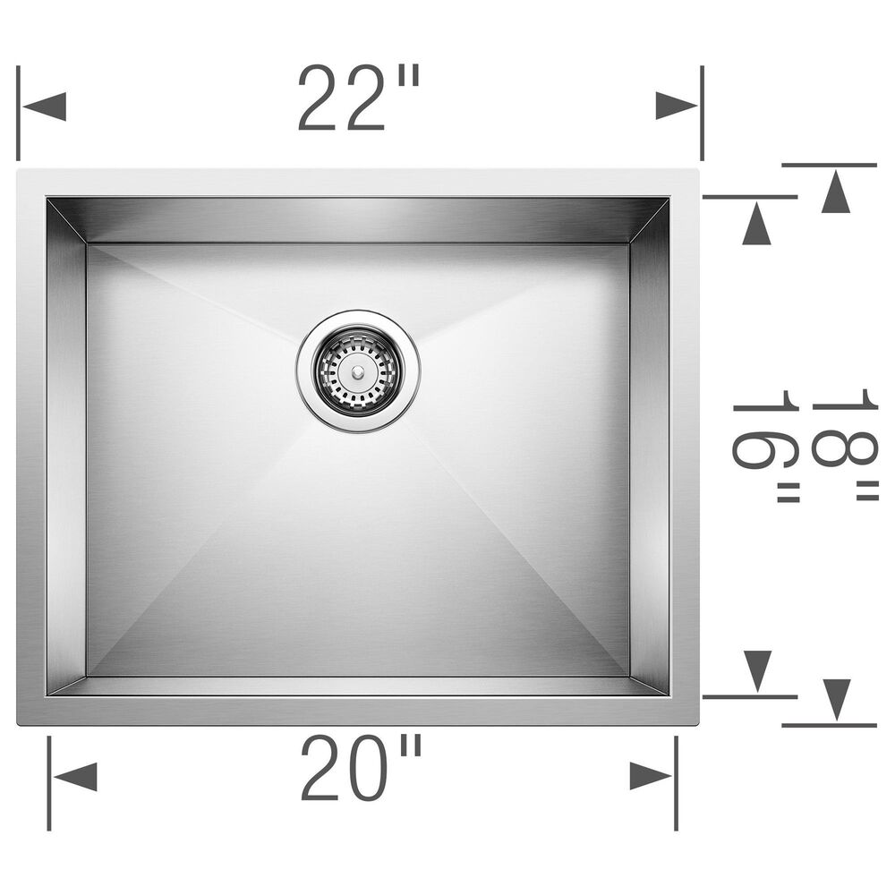 Blanco Precision 22&quot; Single Bowl Kitchen Sink in Satin Polished, , large