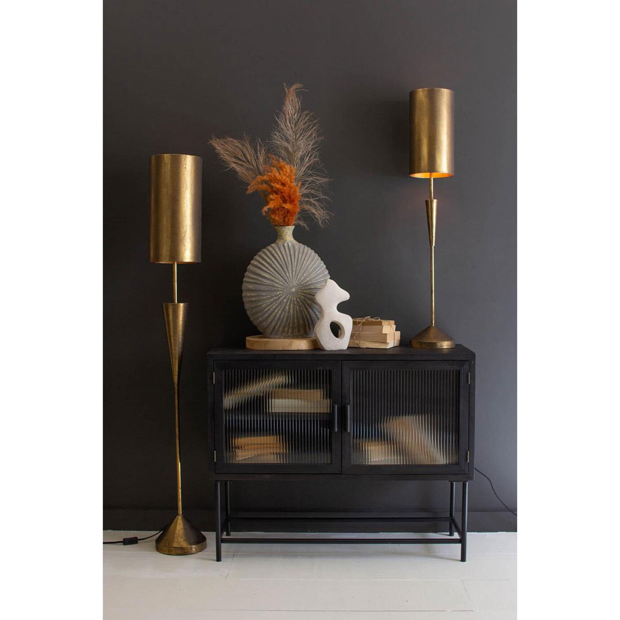 Kalalou Floor Lamp with Metal Barrel Shade in Antique Gold NFM