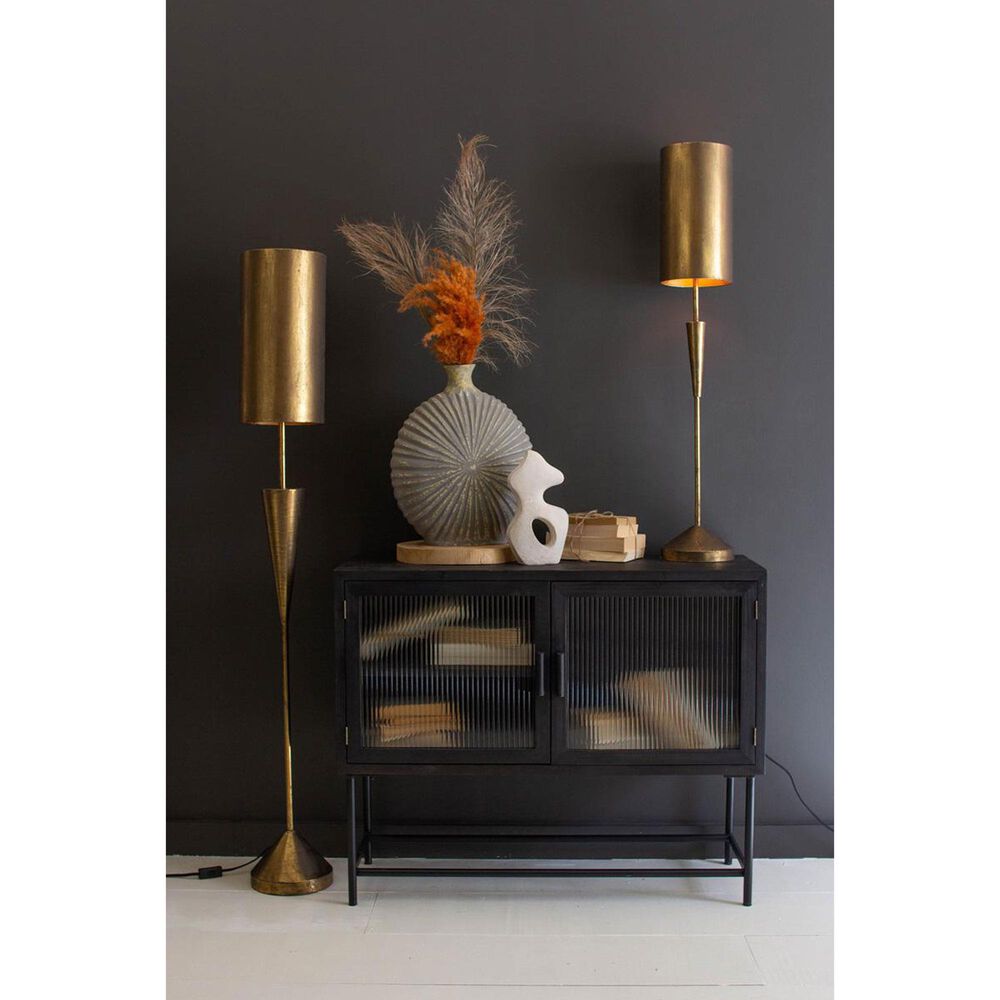 Kalalou Floor Lamp with Metal Barrel Shade in Antique Gold, , large
