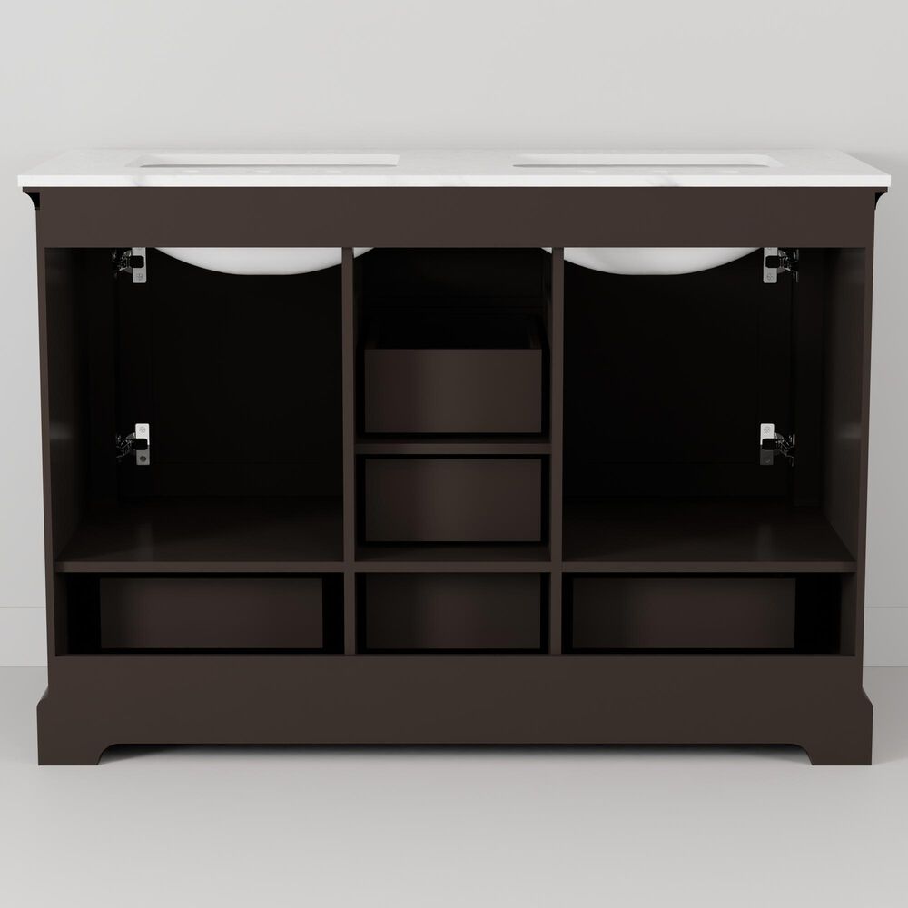 Lexora Home Dukes 48&quot; Double Bathroom Vanity in Espresso with 2 cm White Quartz Top and Rectangular Sinks, , large