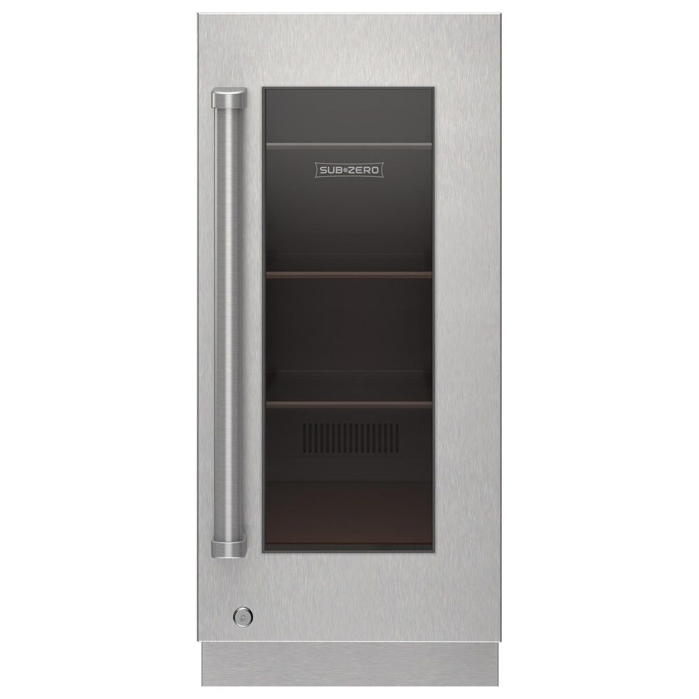 Sub-Zero 15" Right Hinge Glass Door Panel with Pro Handle and Lock in Stainless Steel, , large