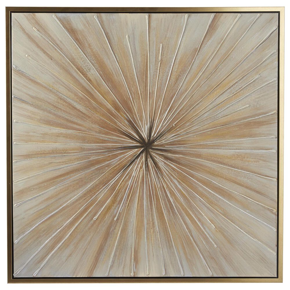 Maple and Jade 39&quot; x 39&quot; Framed Wall Art in Brown, Gold and White, , large