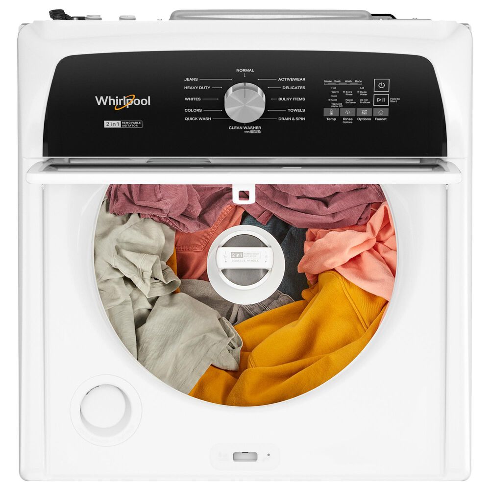 Whirlpool 4.7 Cu. Ft. Top Load Washer with 2-In-1 Removable Agitator and 7 Cu. Ft. Electric Dryer Laundry Pair in White, , large
