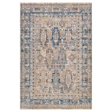 Surya Mirabel MBE-2302 7"10" Round Navy, Denim, Cream, Brown, Saffron, Taupe and Gray Area Rug, , large