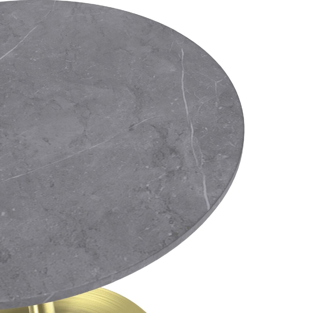 Leisuremod LeisureMod Verve Collection 48 Round Dining Table, Brushed Gold Base with Sintered Stone Grey Top, , large