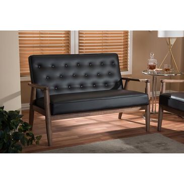 Baxton Studio Sorrento Loveseat in Dark Brown , , large