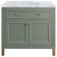 James Martin Vanities Chicago 36" Single Bathroom Vanity in Smokey Celadon with 3 cm Carrara White Marble Top and Rectangular Sink, , large