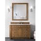 James Martin Vanities Bristol 48" Single Bathroom Vanity in Saddle Brown with 3 cm Carrara White Marble Top and Rectangular Sink, , large