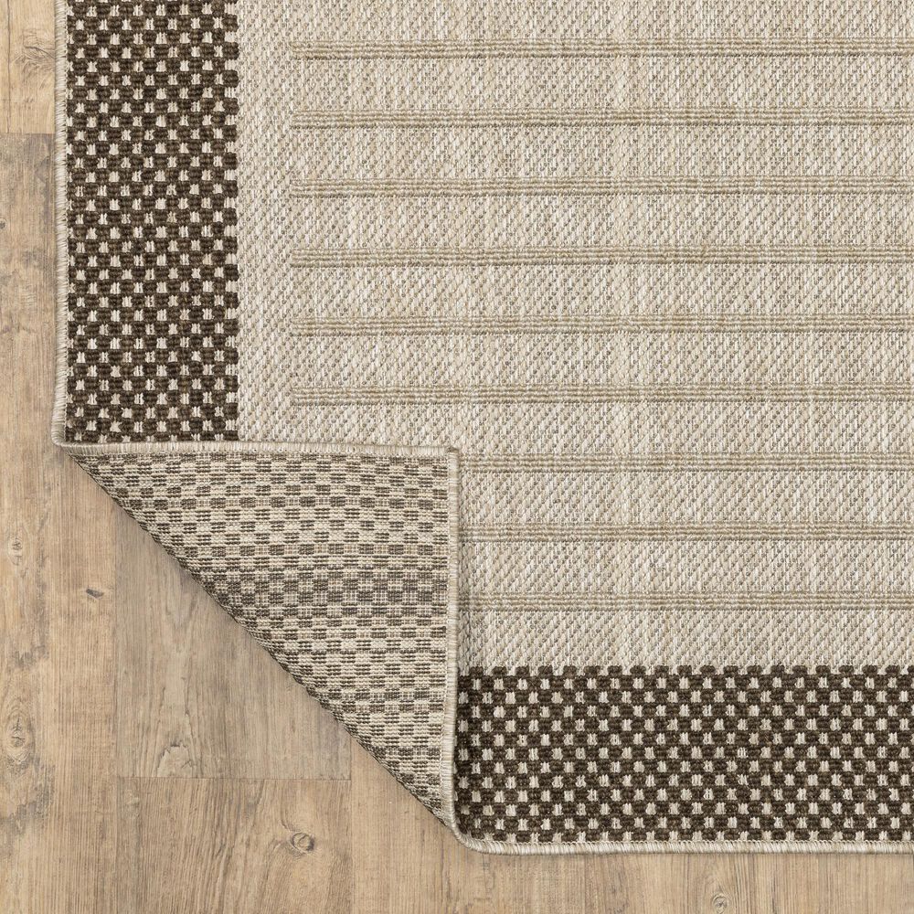 ROW by Oriental Weavers Zarina Striped Beige and Brown 1'10" x 7'6" Indoor/Outdoor Runner, , large