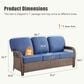 Hearth and Haven Outdoor Sofa with T-back Cushions and Brown Wicker in Blue, , large