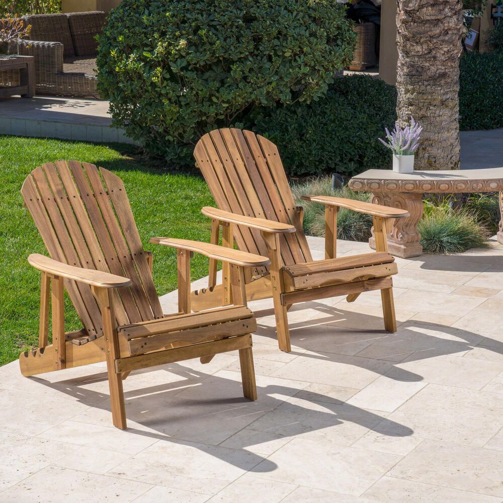 Noble House Hayle Patio Adirondack Chair in Natural Stained &#40;Set of 2&#41;, , large