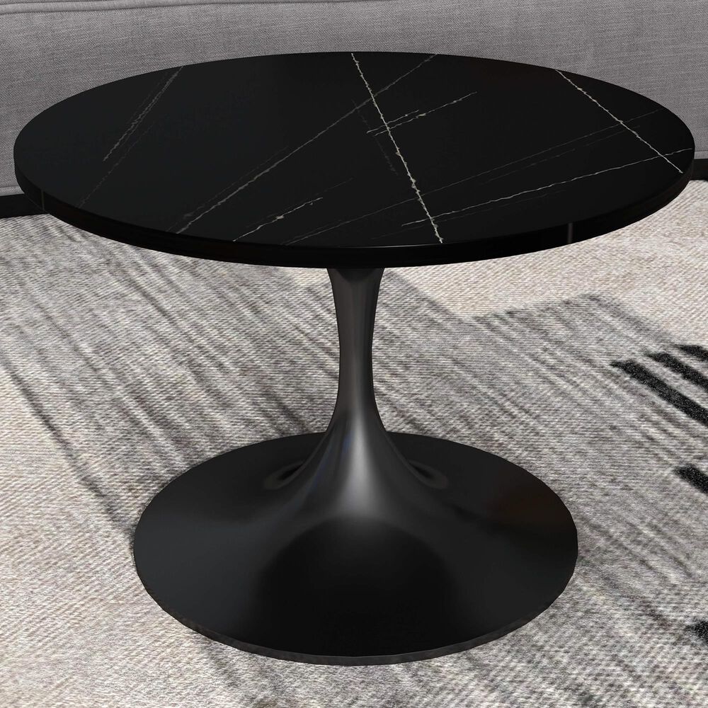 Leisuremod Verve 27&quot; Coffee Table with Sintered Stone Top in Black, , large