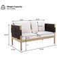 HOMLUX Outdoor Stationary Loveseat with Black Rope in Cream, , large