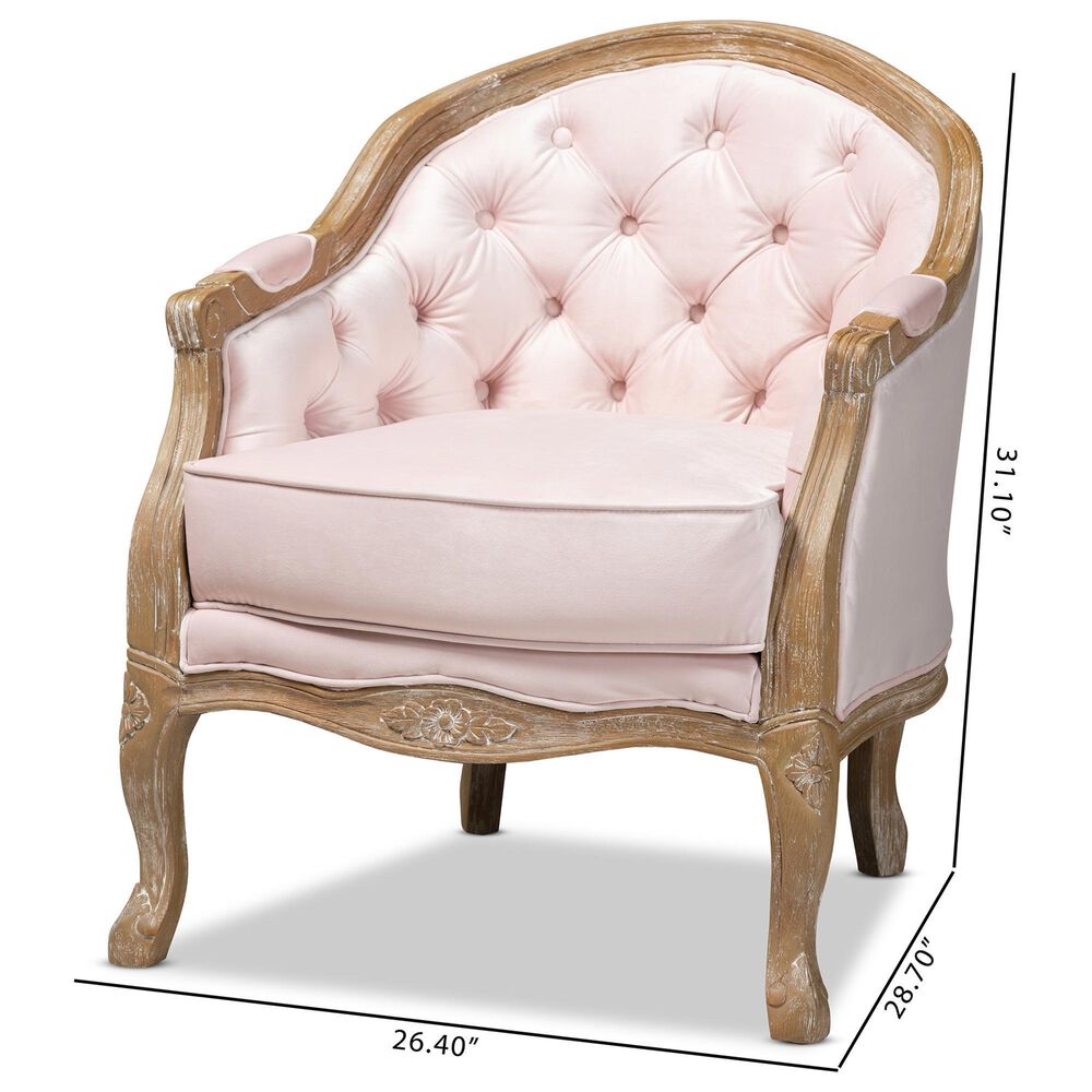Baxton Studio Genevieve Arm Chair in Light Pink, , large