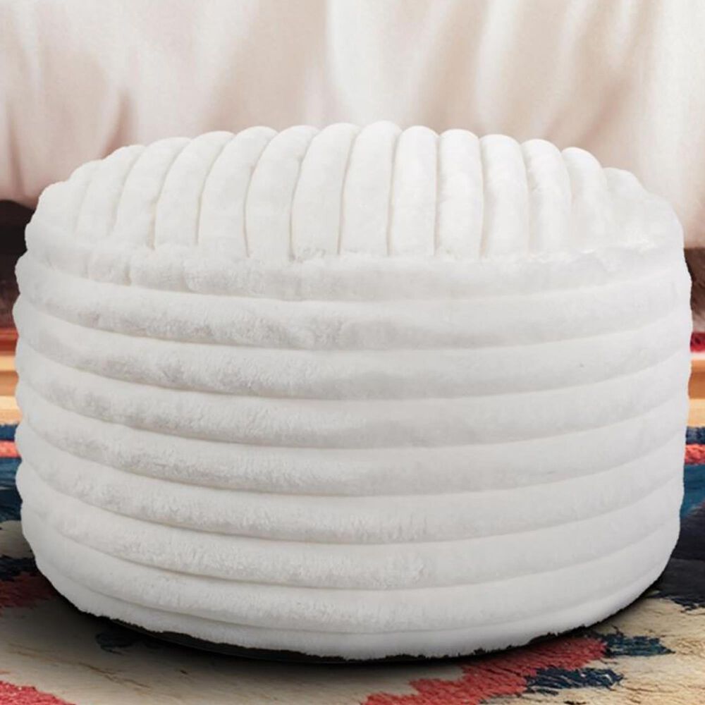 Howard Elliott Shar Pei Short Pouf in White, , large