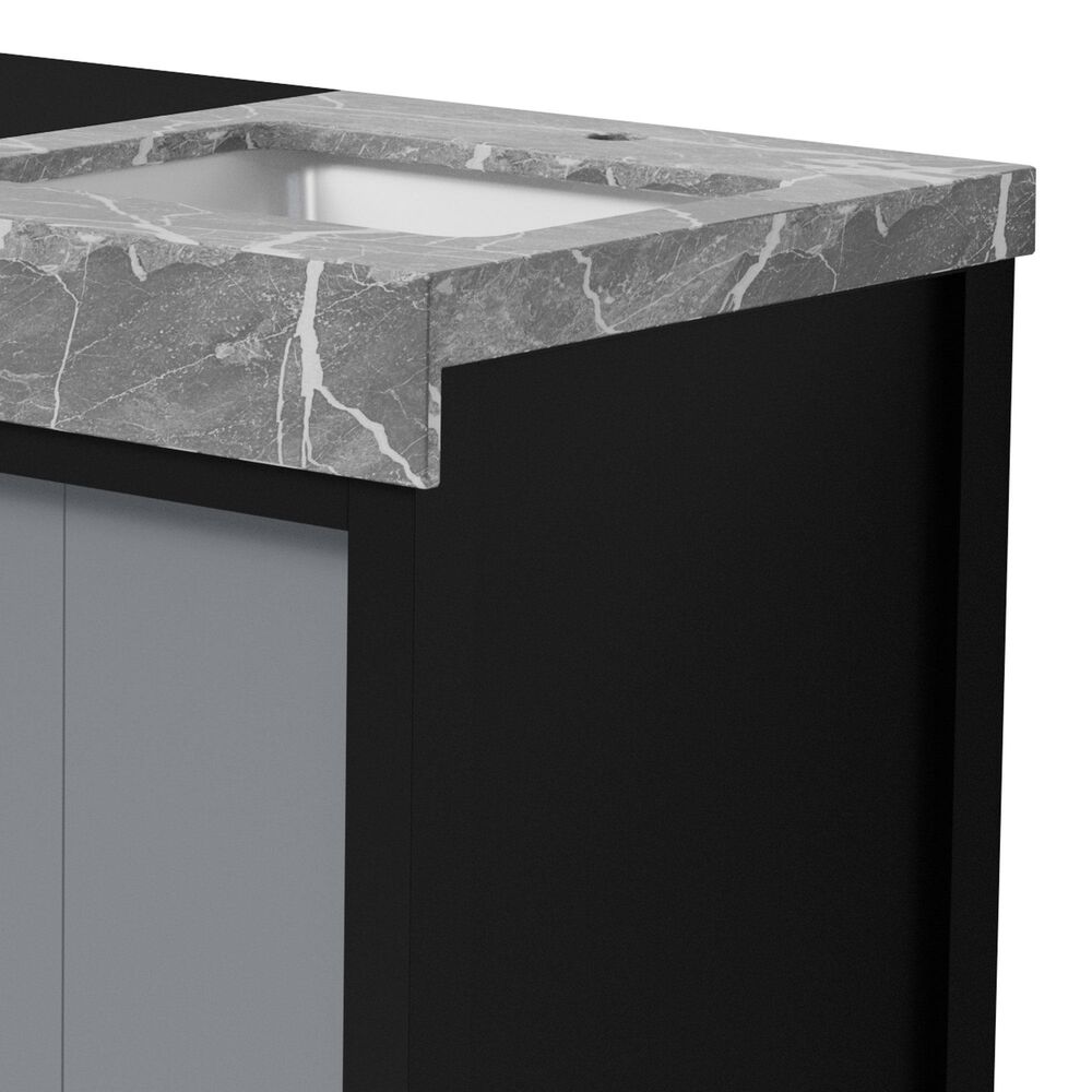 Lexora Home Zilara 55&quot; Double Bathroom Vanity in Black and Grey with 11 cm Castle Grey Marble Top and Rectangular Sinks, , large