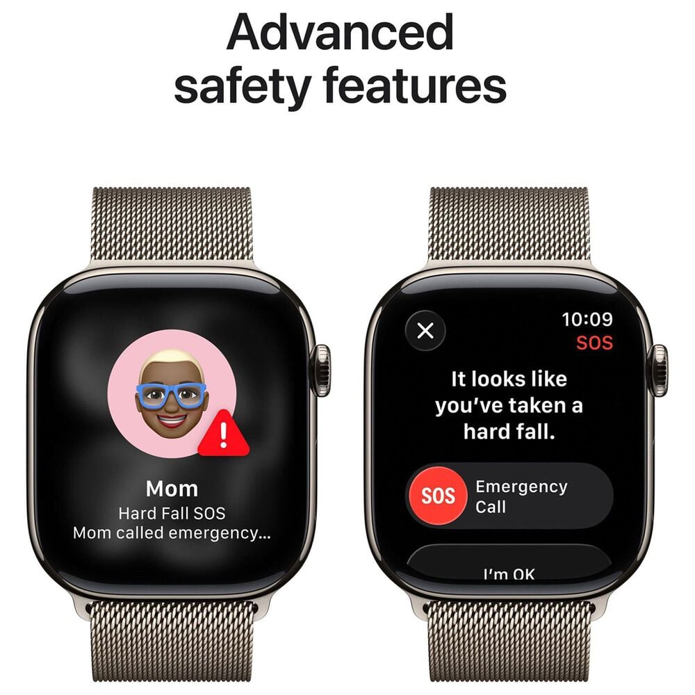 Apple Watch Series 11 (GPS+Cellular) 46mm Titanium Case with Milanese Loop - S/M in Natural and 2-Year AppleCare+, , large