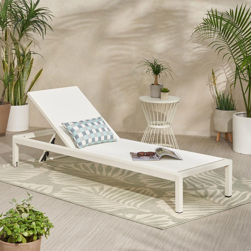 Hearth and Haven Cape Coral Outdoor Chaise Lounge in White, , large