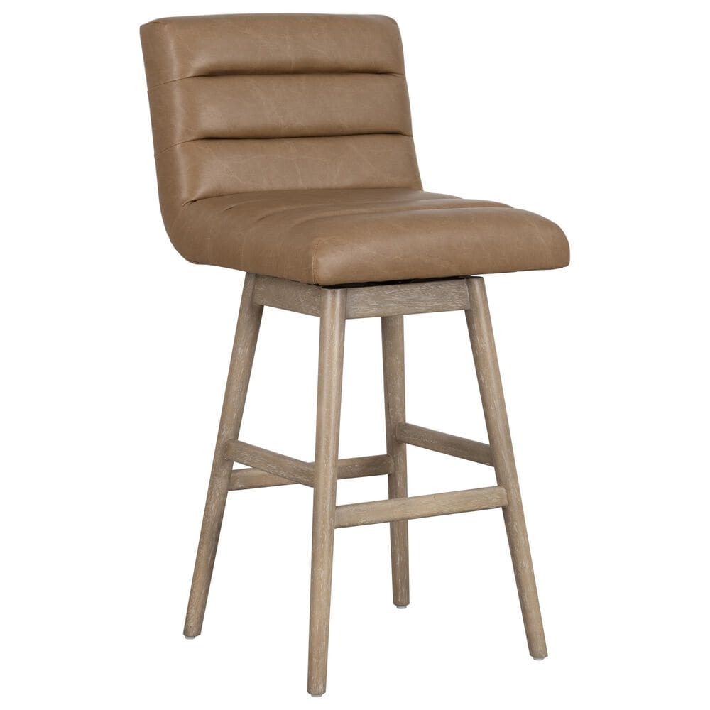 Armen Living Elias 30" Swivel Bar Stool in Washed Wood, , large