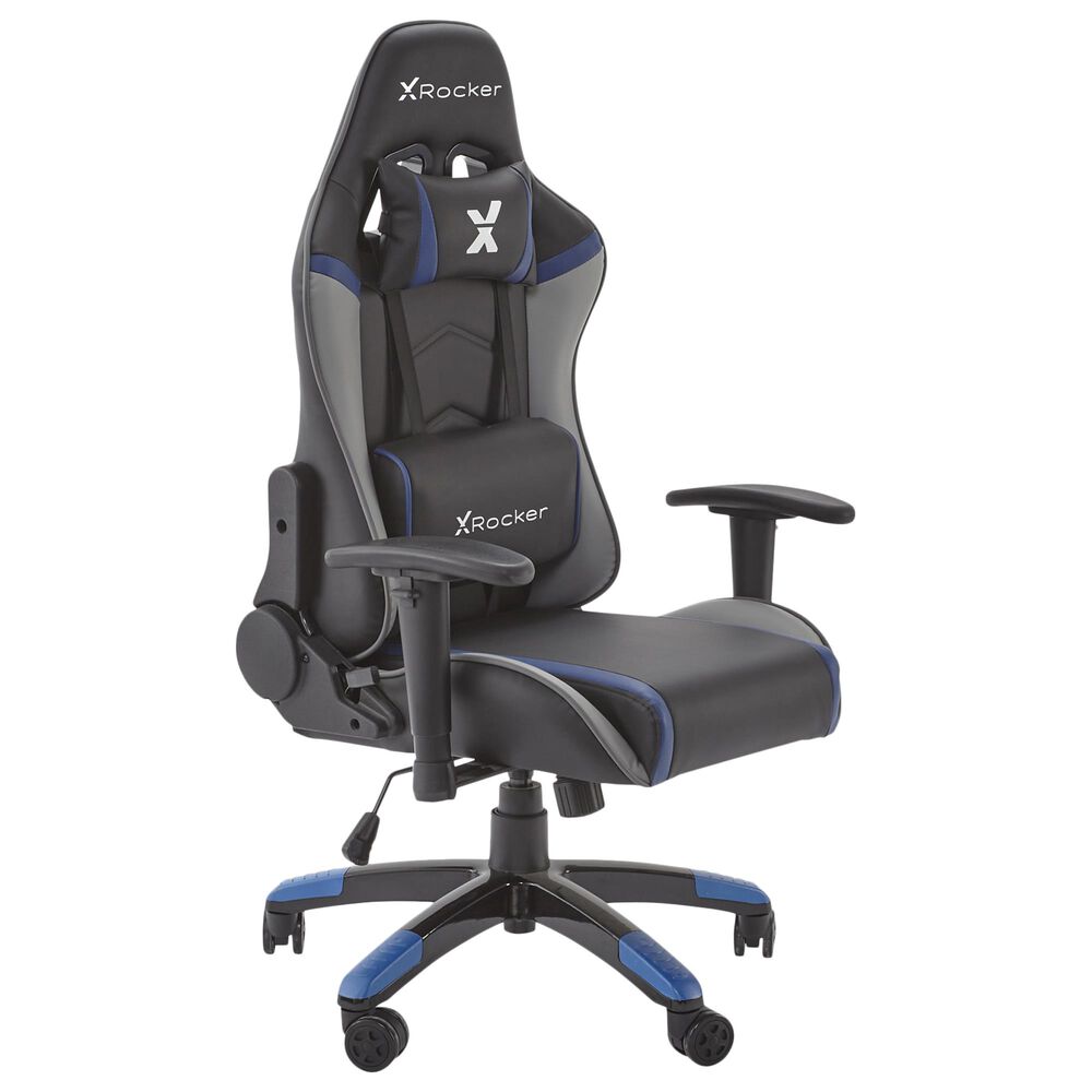 X-Rocker Agility Junior PC Gaming Chair / Blue Gray and Black / 2D Arms / No Audio, , large