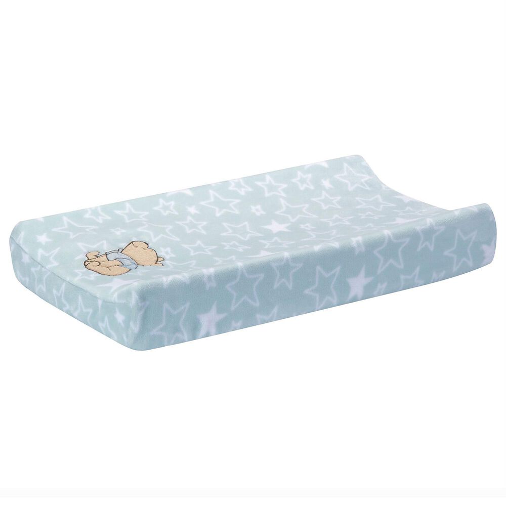 Lambs and Ivy Starlight Pooh Changing Pad Cover in Blue, Brown and Yellow, , large