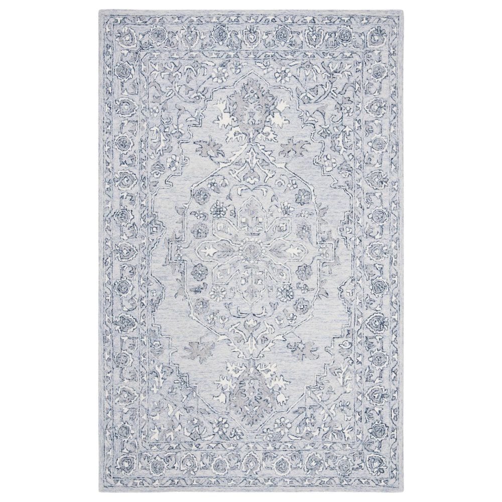 Safavieh Micro-Loop MLP504M 4" x 6" Light Blue and Ivory Area Rug, , large