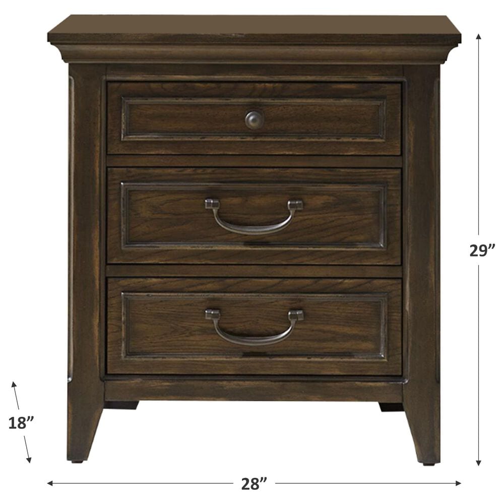 Belle Furnishings Paradise Valley 3-Drawer Nightstand in Saddle Brown with USB Ports, , large