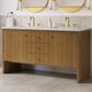 James Martin Hudson 60" Double Bathroom Vanity in Honey Oak with 3 cm Ethereal Noctis Silestone Top, Rectangular Sinks and FreePower Wireless Charger, , large