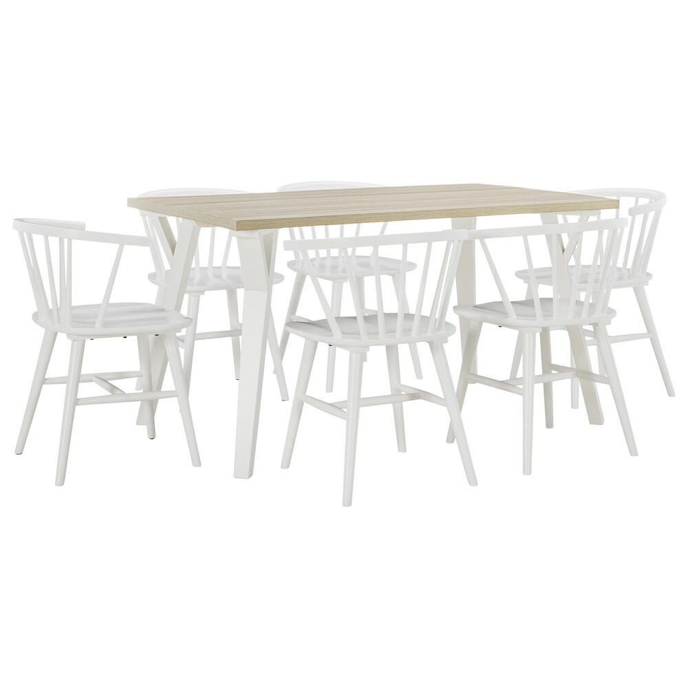 Ashley Grannen Rectangle Dining Table in White, Light Tan and Natural - Table Only, , large