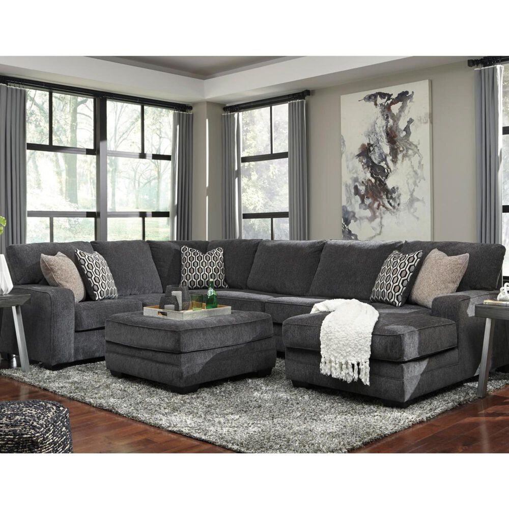 Signature Design by Ashley Tracling 3-Piece Sectional with Right Arm Facing Chaise and Ottoman in Slate, , large