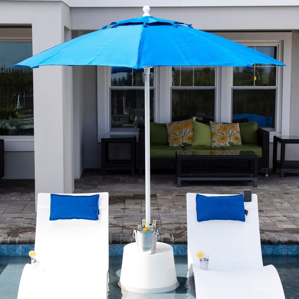 Floating Luxuries Kai Luxury 7.5&#39; Octagonal Fiberglass Market Pool Umbrella in Pacific Blue, , large