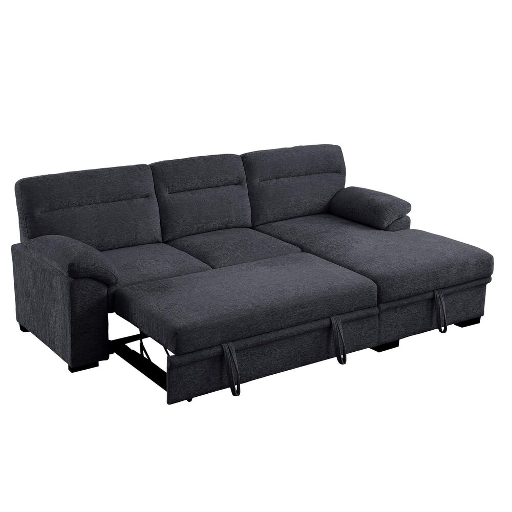 Lilola Home Kipling II 92.5&quot; Stationary Sleeper Sofa in Dark Gray, , large
