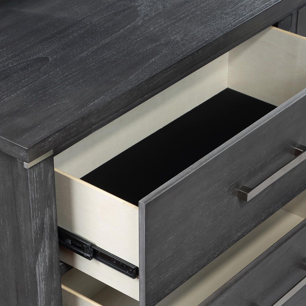 New Heritage Design Odessa 6-Drawer Dresser and Mirror in Charcoal and Silver, , large