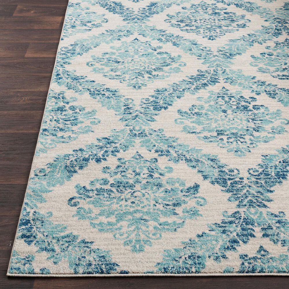 37B Harput Navy, Ivory, Medium Gray and Teal 3&#39;11&quot; x 5&#39;7&quot; Area Rug, , large