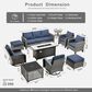 HOMLUX 10-Piece Patio Conversation Set in Denim Blue, , large