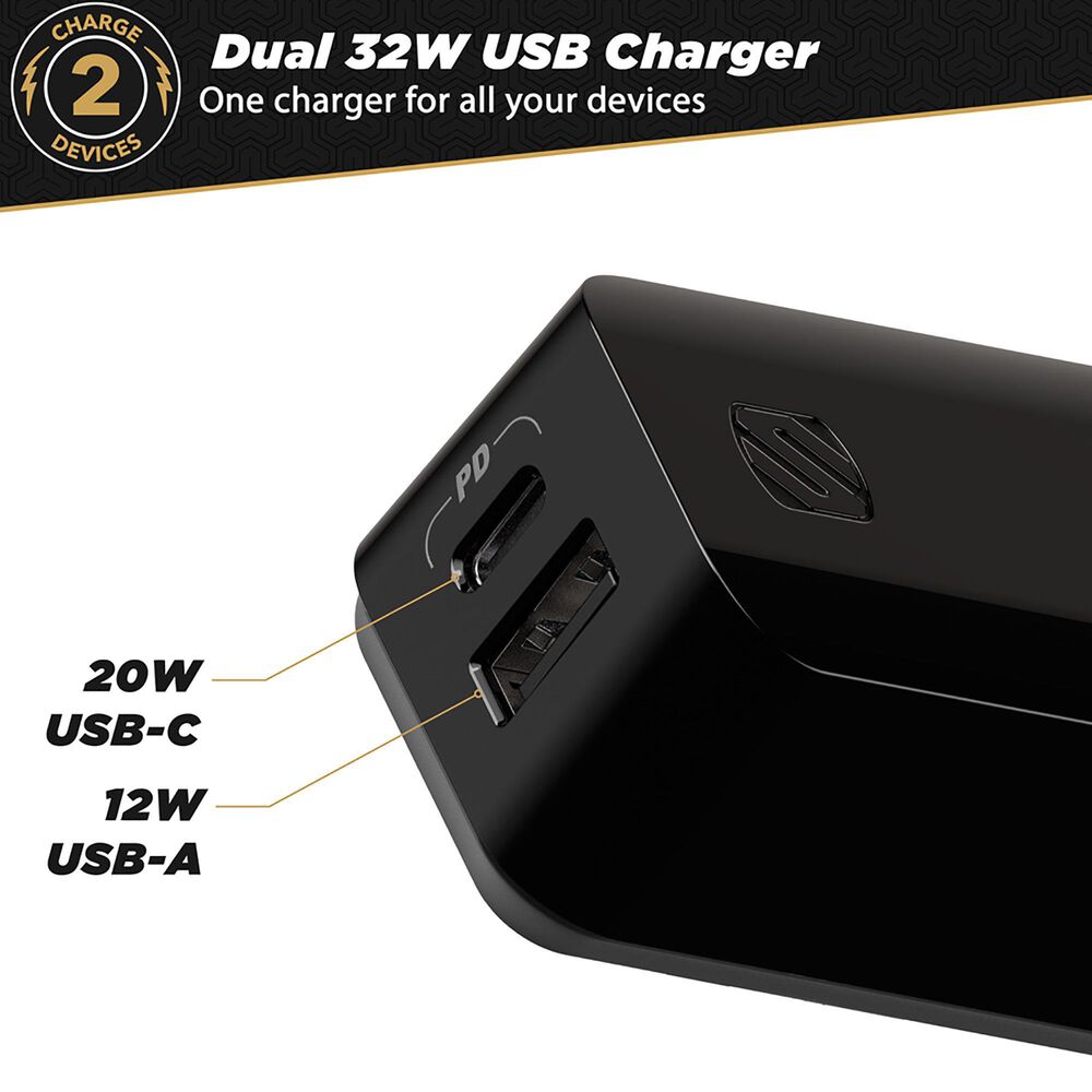 Scosche USB-C Power Delivery Fast Charger with USB-A Port in White, , large