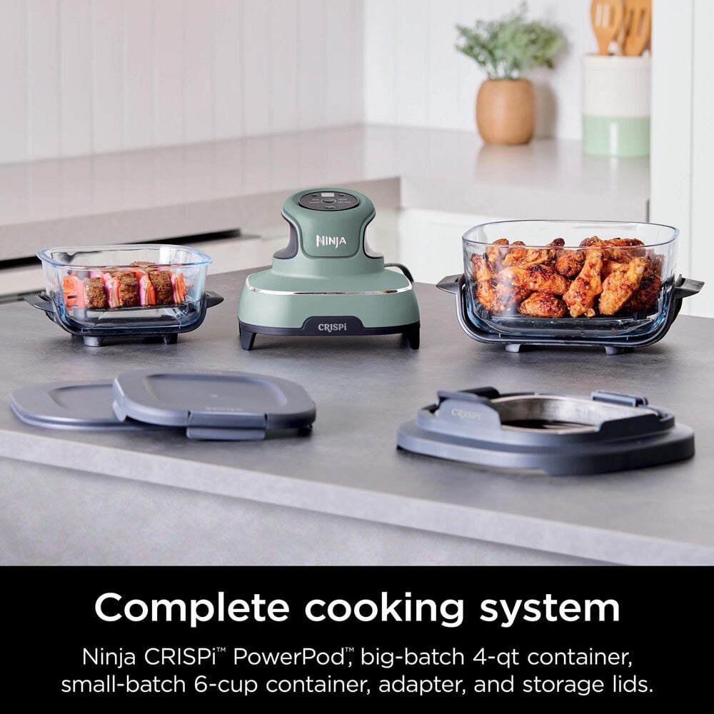 Shark Crispi 4-In-1 Portable Glass Air Fryer Cooking System in Sage Green, , large