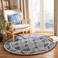Safavieh Micro-Loop MLP155N 5" Round Navy and Ivory Area Rug, , large