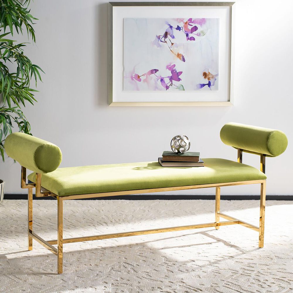 Safavieh Jupitor Bench in Key Lime/Gold, , large