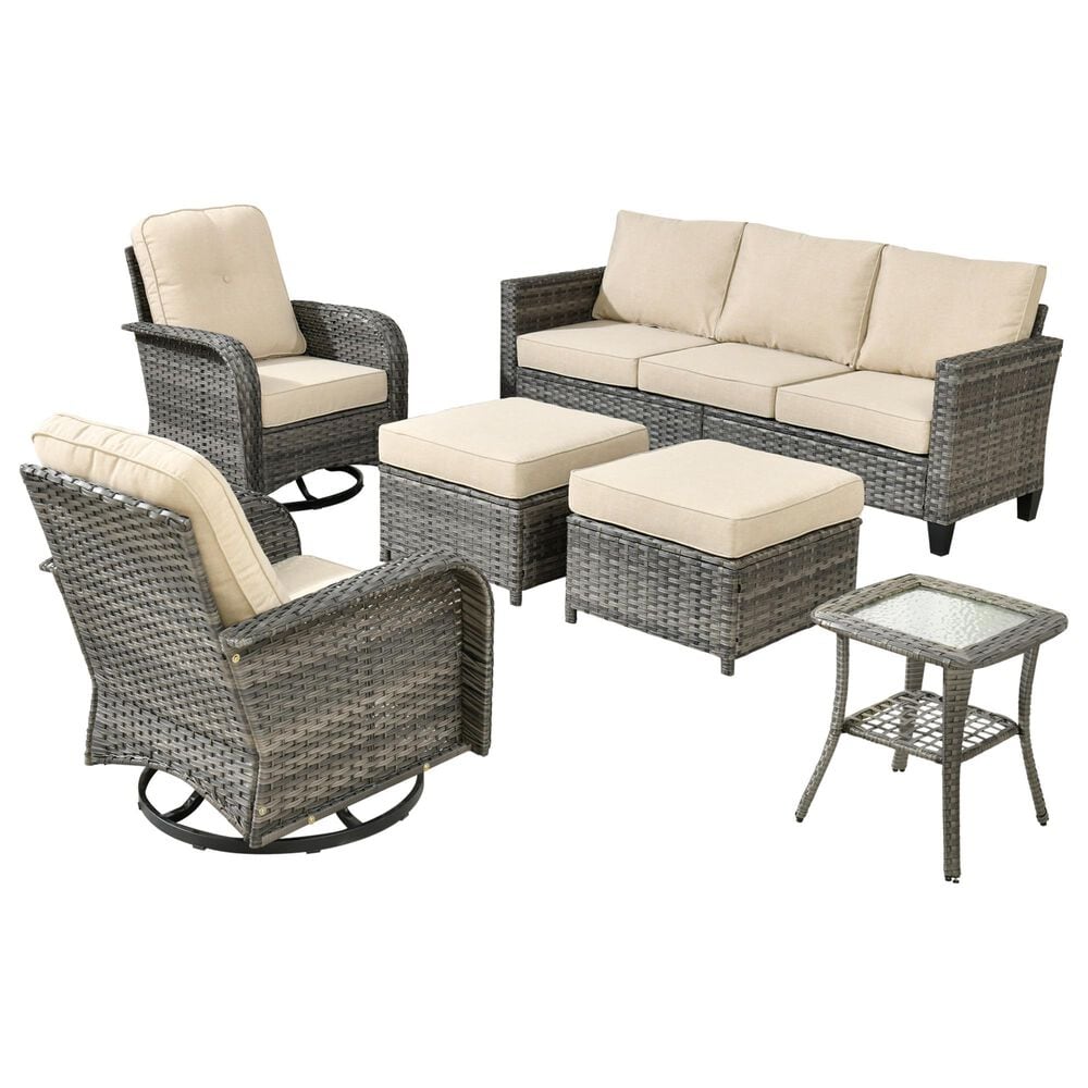 HOMLUX 6-Piece Patio Conversation Set in Beige, , large