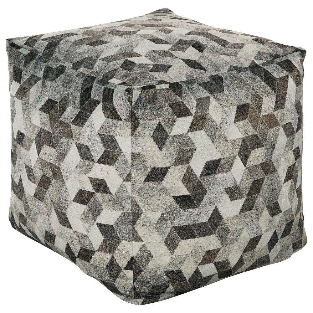 Ashley Albermarle Pouf in Gray and Brown, , large