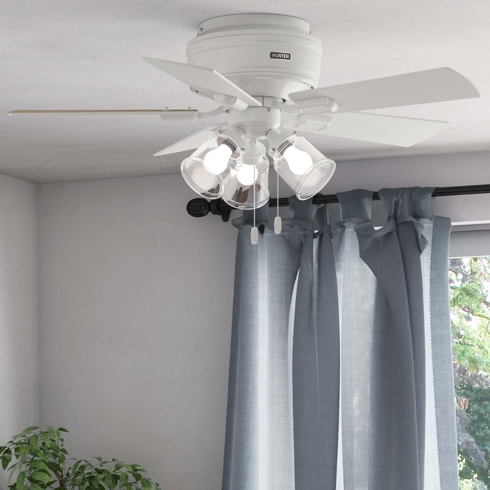 Hunter Crestfield Low Profile 42&quot; Ceiling Fan with Lights in Fresh White, , large