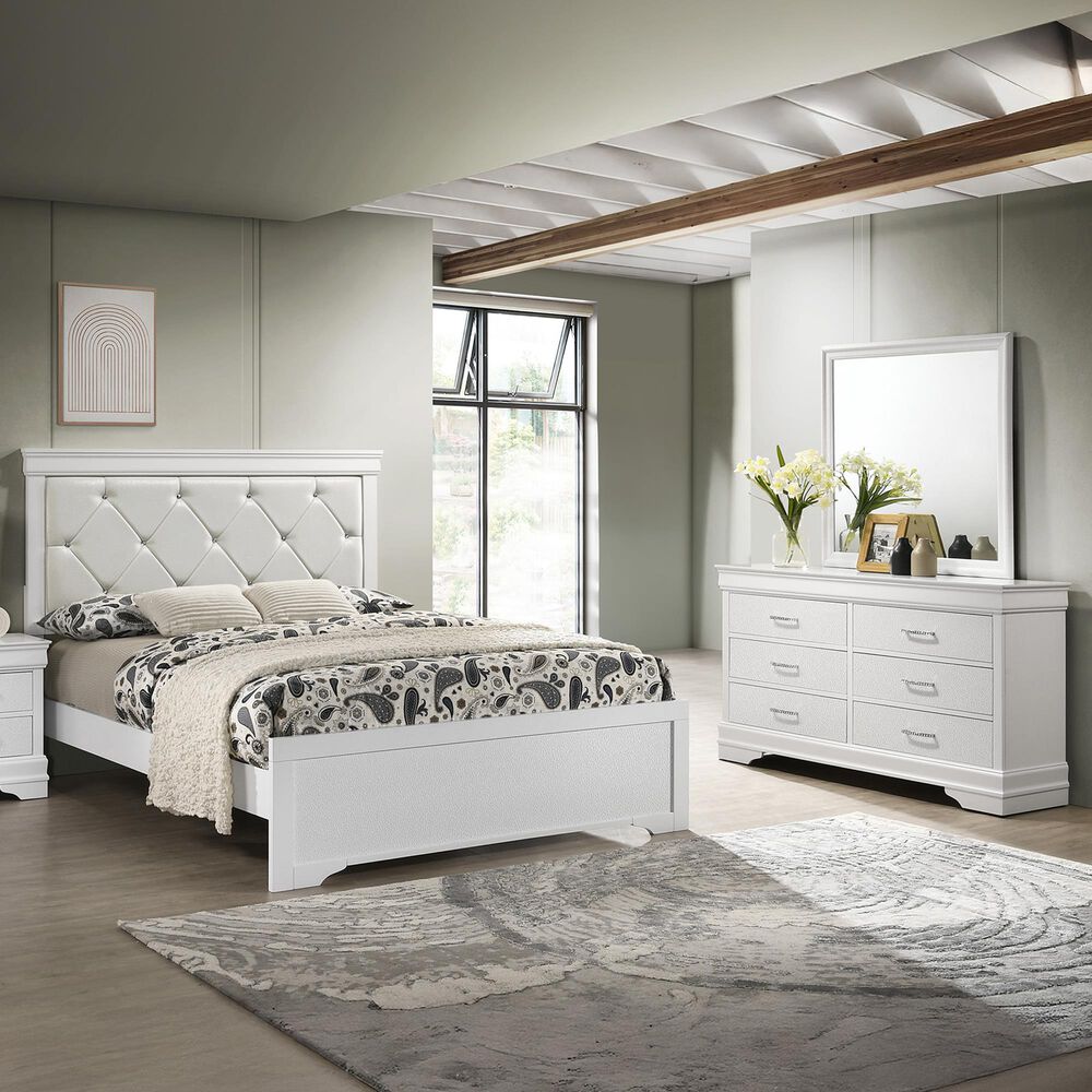 Crown Mark Amalia 3-Piece King Bedroom Set in White, , large