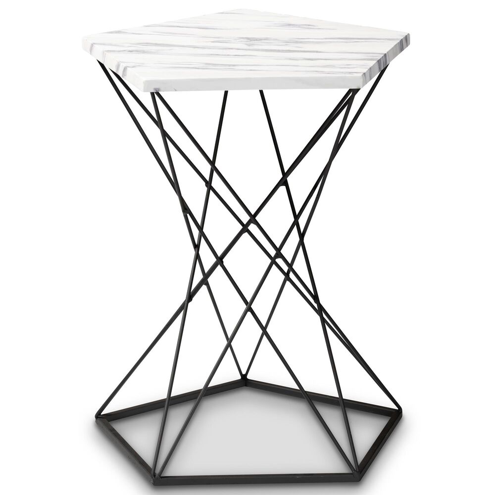 Baxton Studio Oberon End Table in White/Black, , large