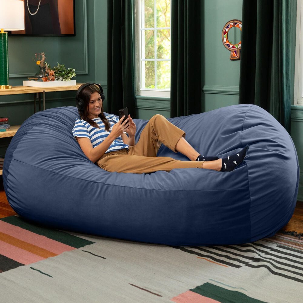 Jaxx Grand Lounger 7&#39; Bean Bag Sofa in Navy, , large